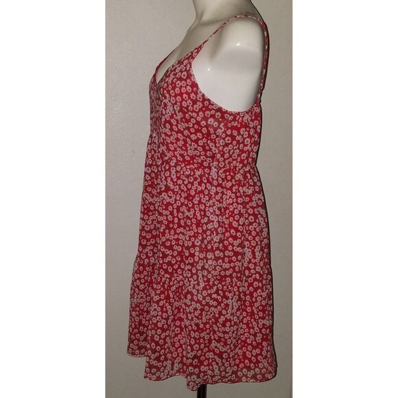 NWOT BaeVely Red Floral Spaghetti Strap Tunic? Mini Dress? Lined Size Medium - Picture 4 of 11